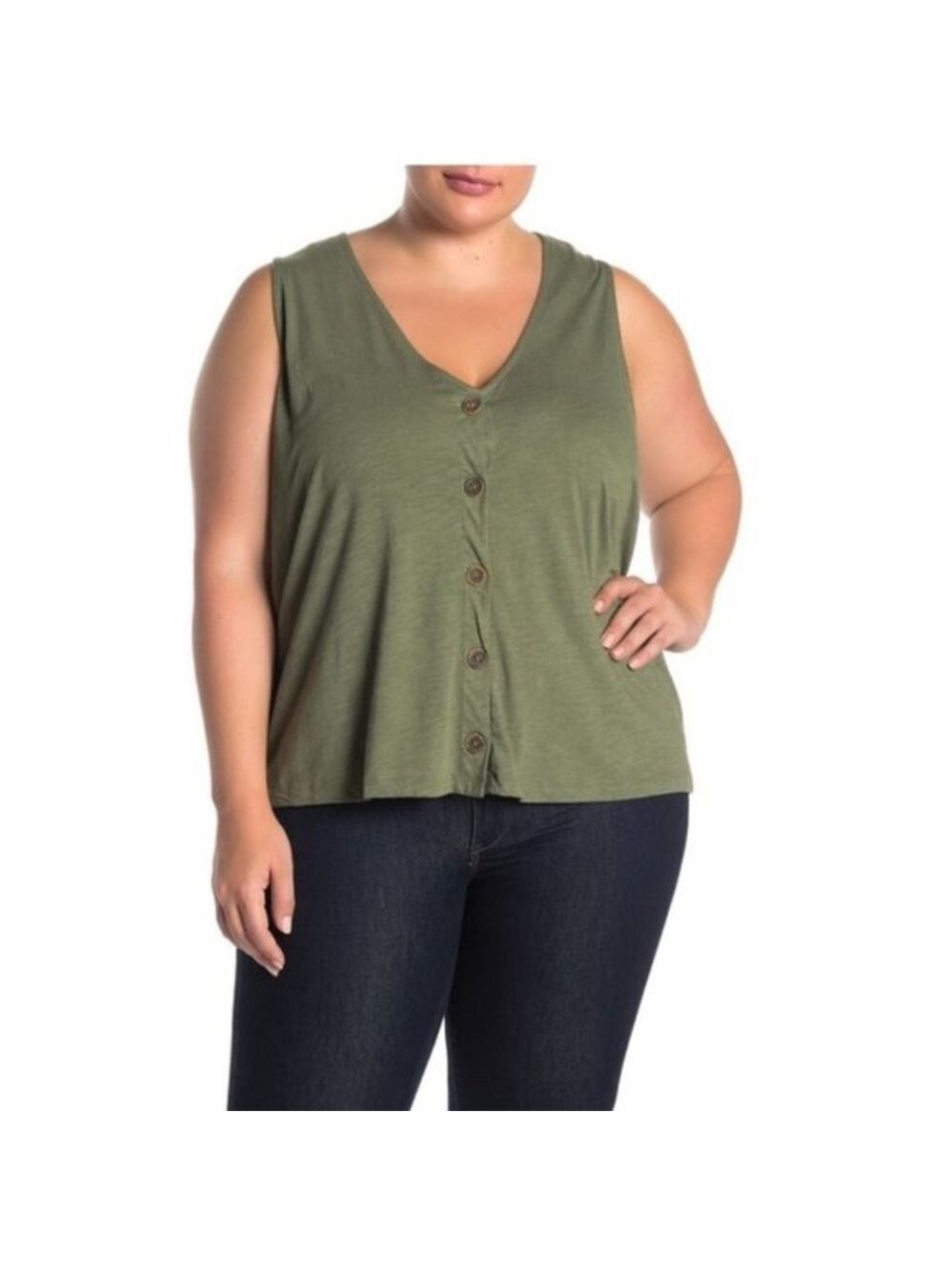 Sanctuary Button Front Knit Tank (Plus Size)